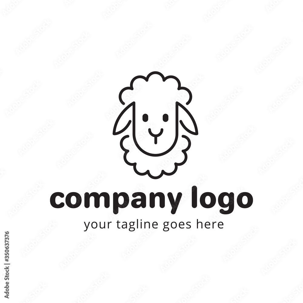 Sheep cute animal logo template. Usable for fashion, farm, livestock, restaurant, wool company. Vector Illustration