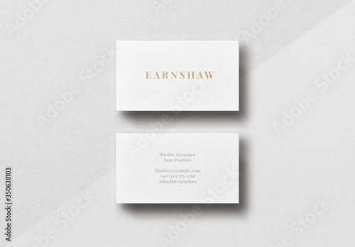 Download White Business Card Mockup Gold Foil Stock Template Adobe Stock