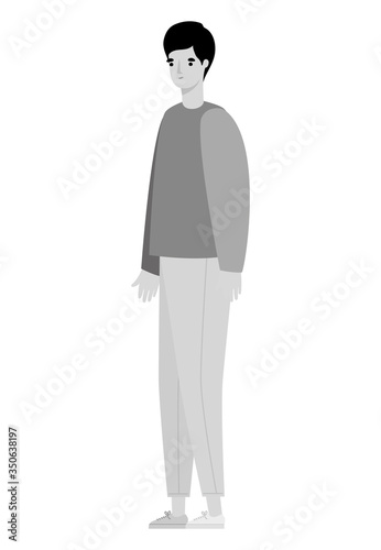 Isolated avatar man cartoon in gray colors vector design