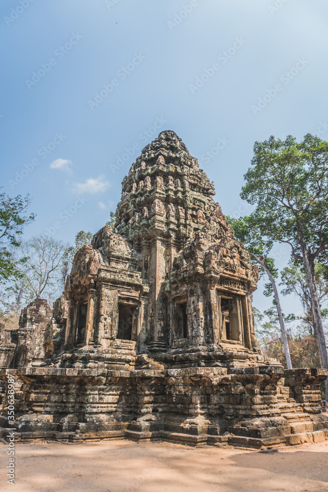 Ancient Angkor Wat Ruins Panorama. Thommanon Temple. Siem Reap, Cambodia 