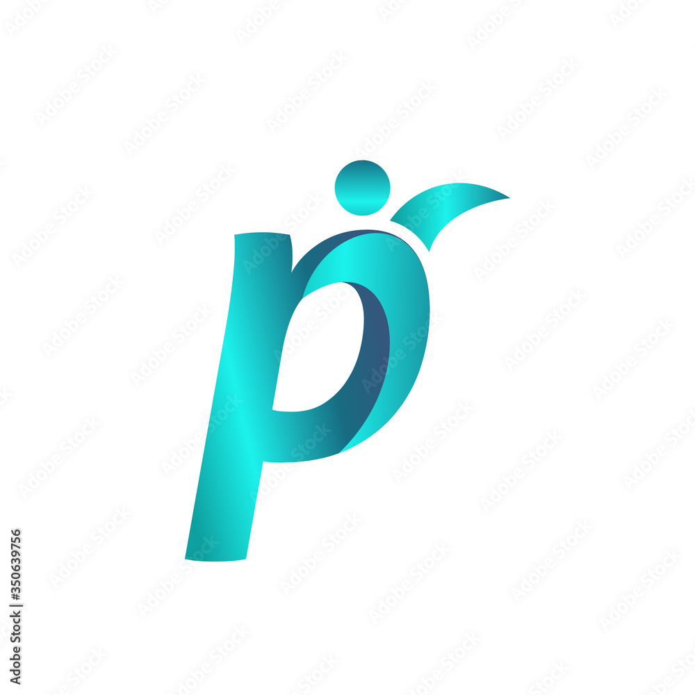 Letter P People Healthy Life Logo Design. Community Care Business
