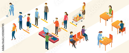 New Normal  People in Social Distancing and Contactless Payment  Shopping Mall and Store  Prevention of Coronavirus Covid-19
