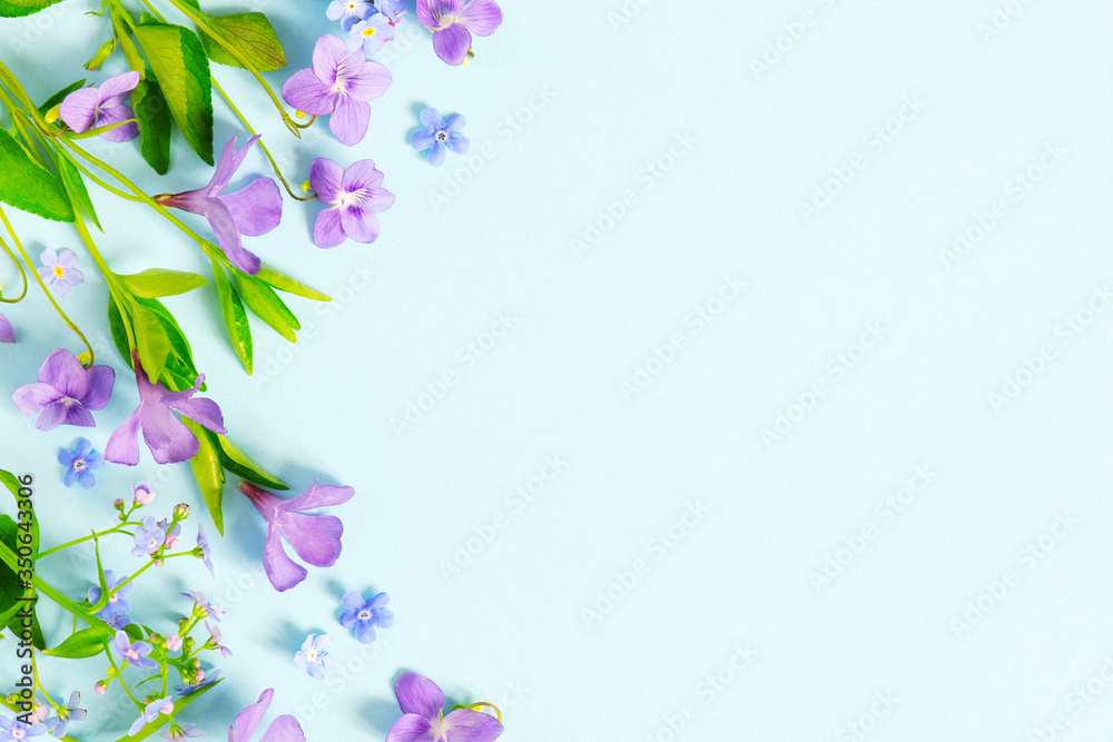 Fototapeta premium Tender blue floral summer background