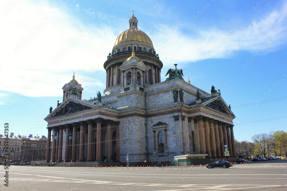 Saint Isaac's Cathedral in Saint Petersburg, Russia. Historic orthodox church architecture, monumental cathedral outdoors