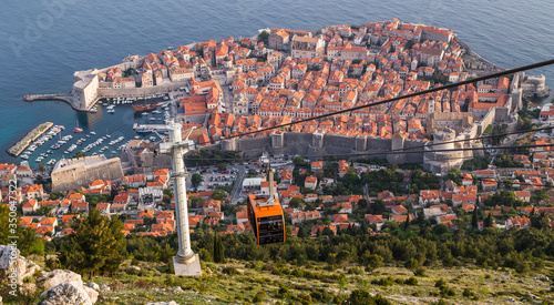 Cable car coming up from Dubrovnik