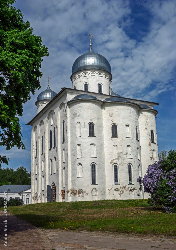 St. George cathedral. Yuryev monastery, region of the city of Novgorod, Russia. Years of construction 1119 - 1130