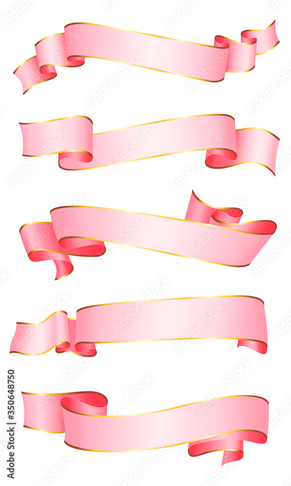 Realistic vector ribbons with a gold glossy stripe for your design project Realistic vector ribbons with a gold glossy stripe for your design project