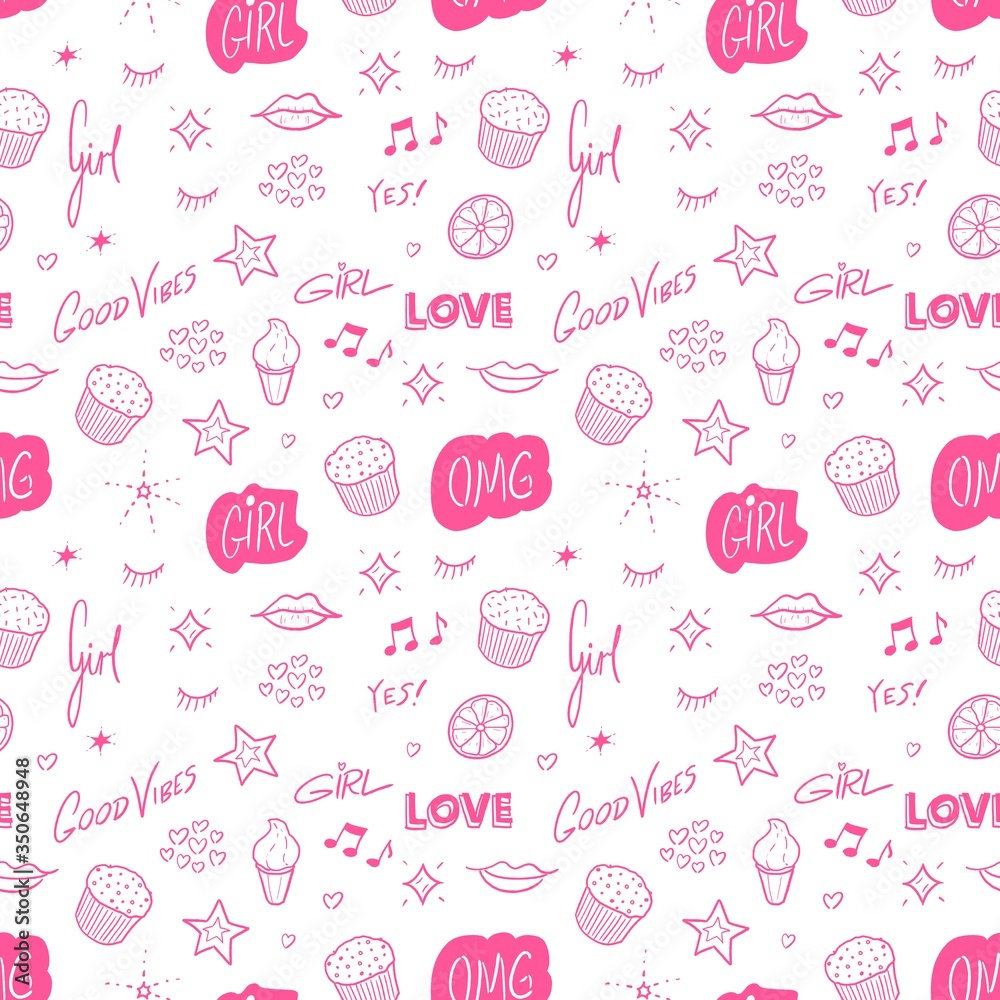 Pink girly seamless vector