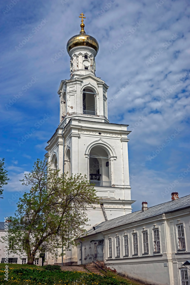 Bell tower. Yuryev monastery, region of the city of Novgorod, Russia. Year of construction - 1841