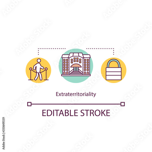 Extraterritoriality concept icon. Diplomat safety. Political right. Protection of government representative idea thin line illustration. Vector isolated outline RGB color drawing. Editable stroke