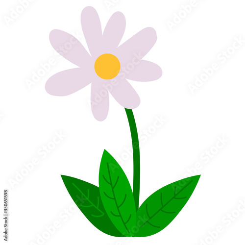 Cartoon happy flower in flat style isolated on white background. Vector illustration. 