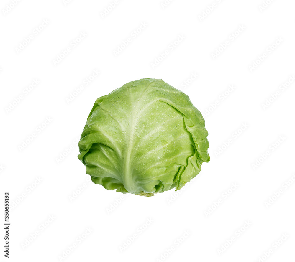 Green Head of young cabbage on a white isolate background. Green Head of young cabbage on a white isolate background.