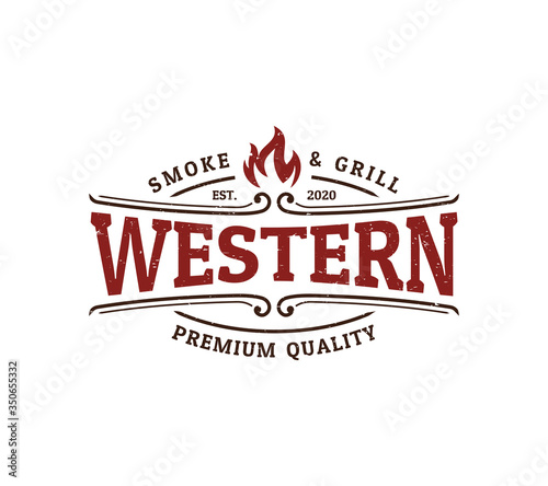 vintage emblem western restaurant logo design