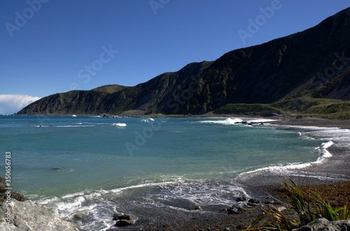 Amazing Red Rocks wild beach  Owhiro Bay  near Wellington City New Zealand