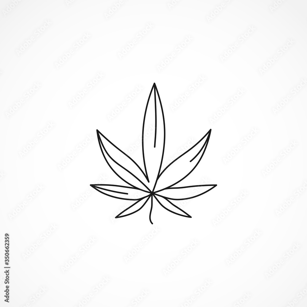 Cannabis icon, marijuana leaf line icon. Cannabis leaf isolated line icon. marijuana line icon