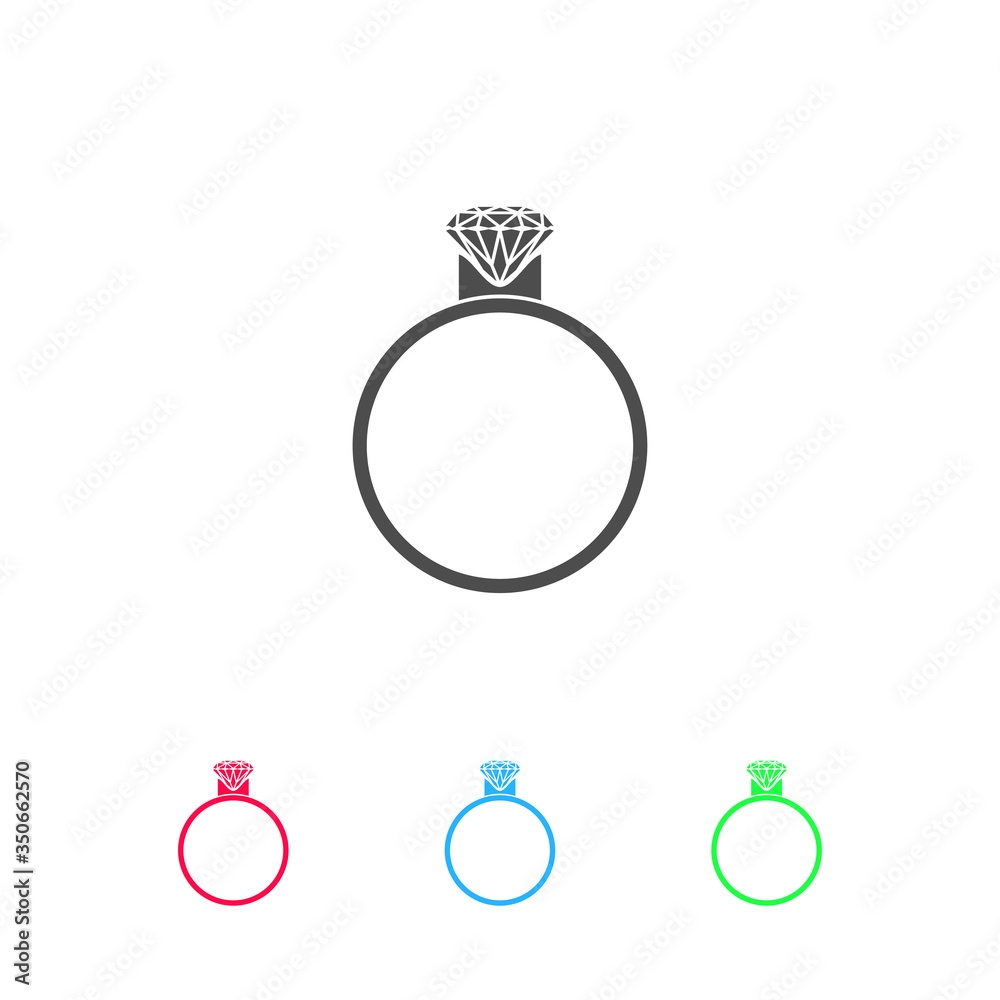 Diamond ring icon flat Diamond ring icon flat