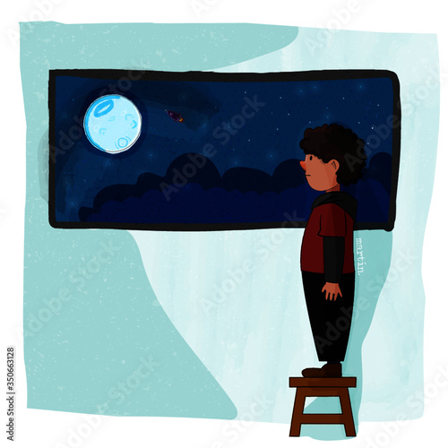 niño mirando luna 
