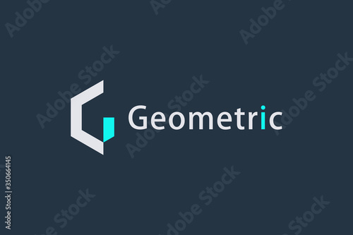 Abstract Initial Letter G Logo. Blue and White Linear Geometric Style isolated on Dark Blue Background. Usable for Business, Technology and Building Logos. Flat Vector Logo Design Template Element.