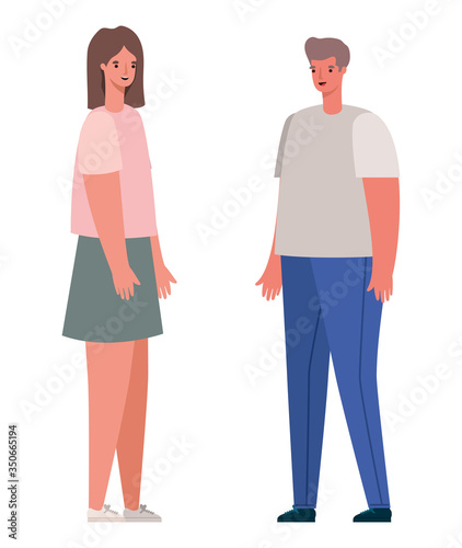 Woman and man avatar cartoon vector design © grgroup