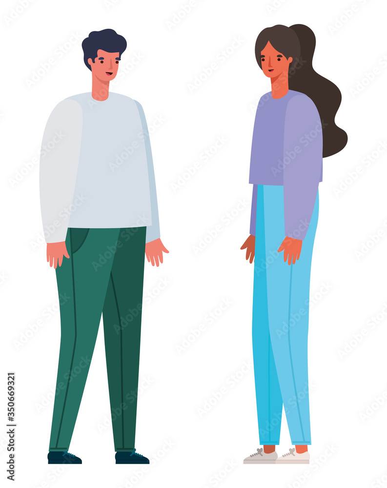 Woman and man avatar cartoon vector design Woman and man avatar cartoon vector design