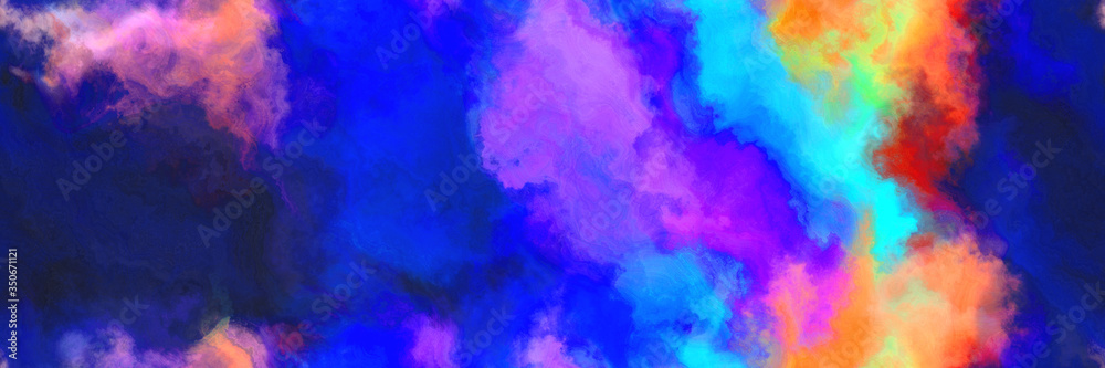 seamless abstract watercolor background with watercolor paint with pale violet red, medium blue and turquoise colors and space for text or image