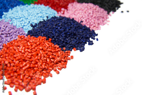 Multi colored plastic polymer granules 