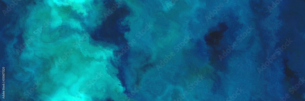repeating abstract watercolor background with watercolor paint with teal green, dark turquoise and dark cyan colors. can be used as web banner or background