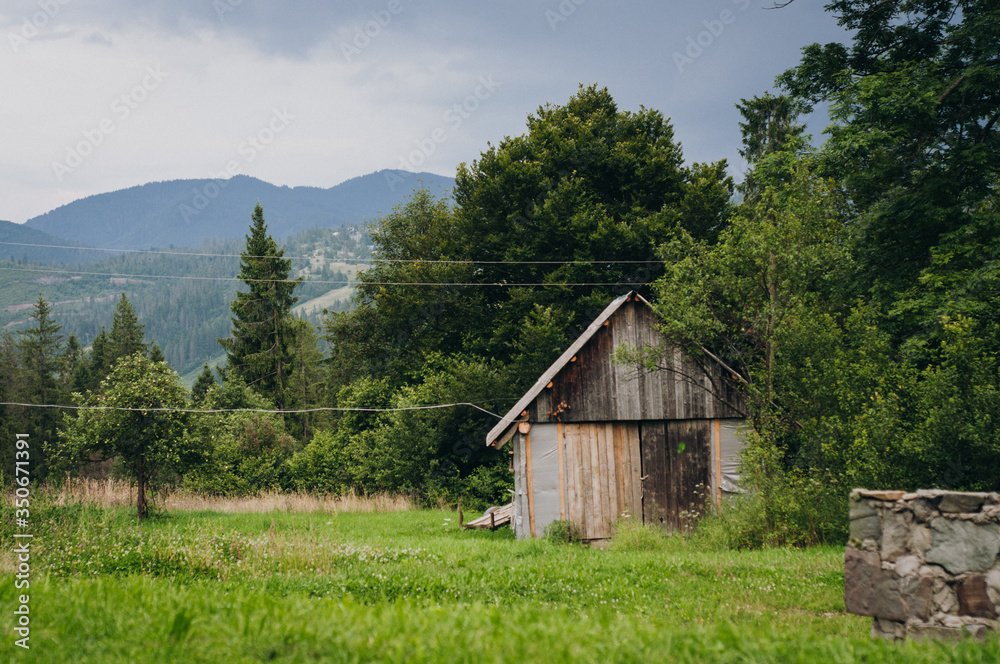 Huts in the mountains
with a beautiful landscape Huts in the mountains
with a beautiful landscape