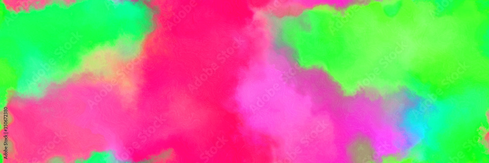 repeating abstract watercolor background with watercolor paint with vivid lime green, deep pink and pastel green colors and space for text or image