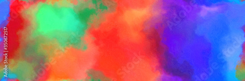 repeating abstract watercolor background with watercolor paint with tomato, royal blue and slate blue colors