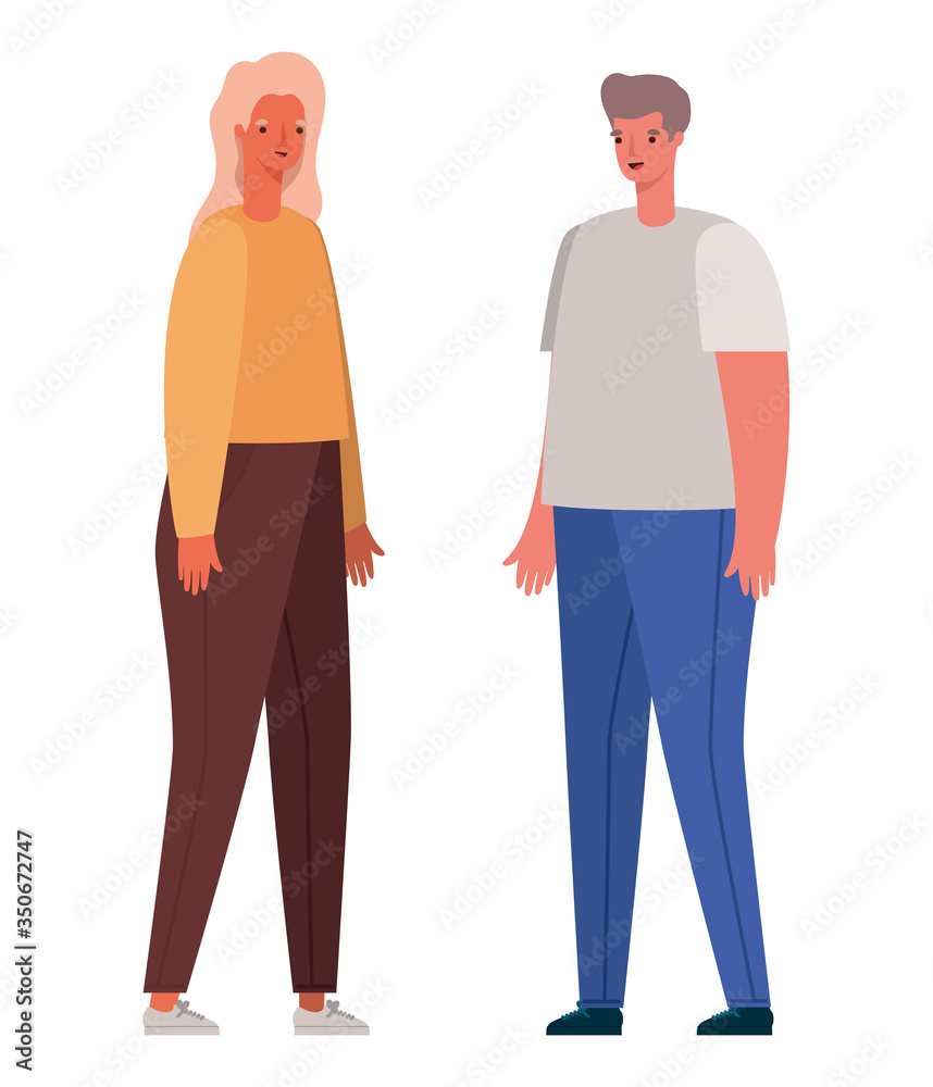 Woman and man avatar cartoon vector design Woman and man avatar cartoon vector design