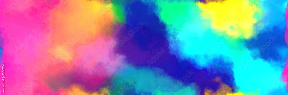 seamless abstract watercolor background with watercolor paint with dark turquoise, bright turquoise and pale violet red colors. can be used as web banner or background