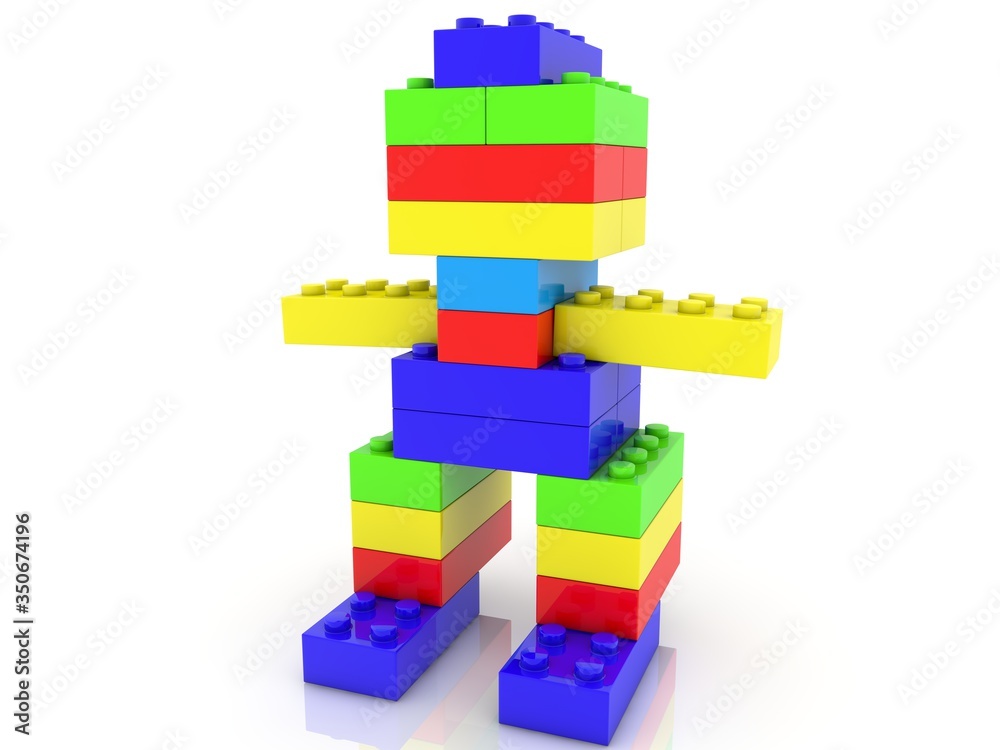 Robot made of colored toy bricks