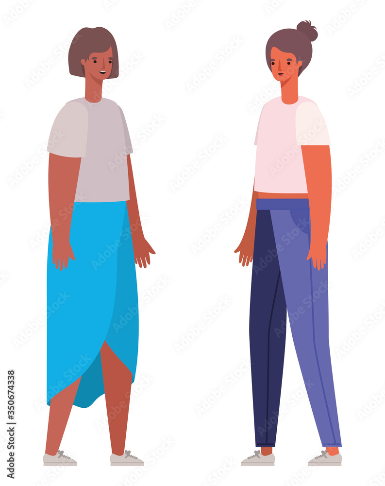 Obraz premium women avatars cartoons vector design