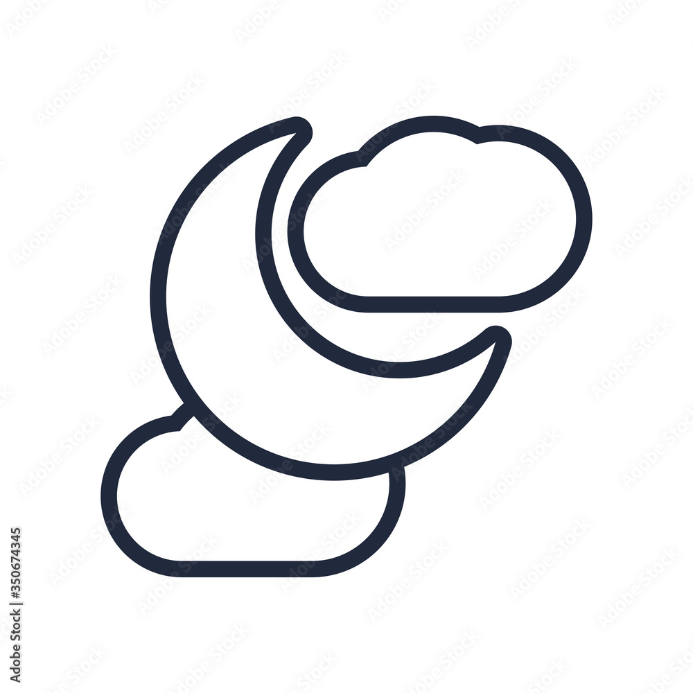 Fototapeta premium moon night with cloud line style icon