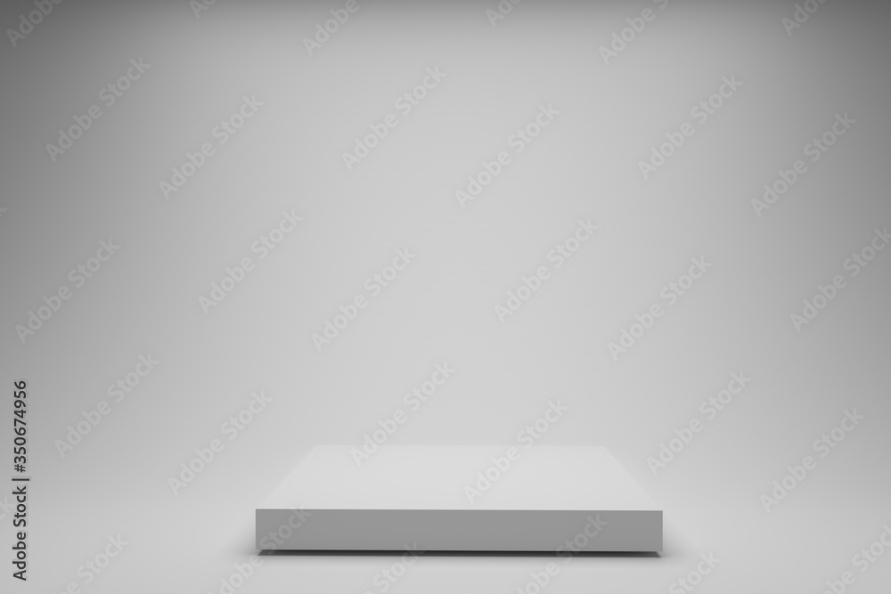 Empty display podium on white background with box stand Blank product showcase shelf 3D rendering Empty display podium on white background with box stand Blank product showcase shelf 3D rendering