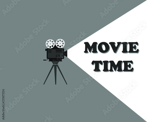 Movie time, movie poster, movie projector image, vector illustration
