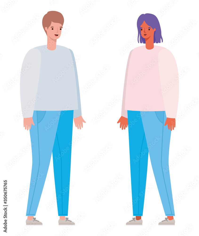 Woman and man avatar cartoon vector design Woman and man avatar cartoon vector design