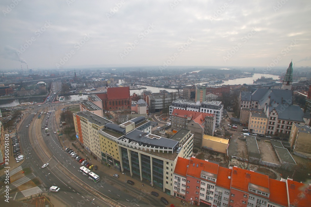 The high angle view of the szczecin city of poland