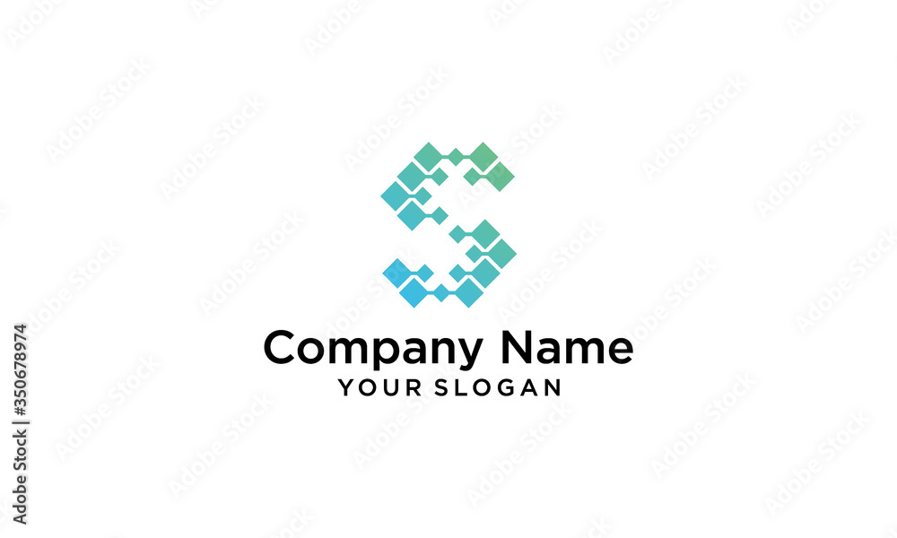 combination of digital and S logo design combination of digital and S logo design