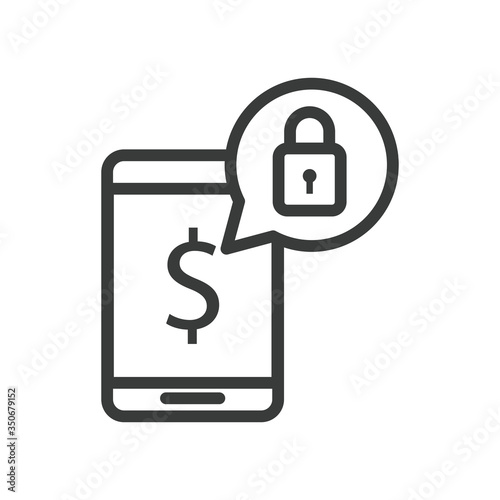 smartphone with dollar symbol and padlock line style