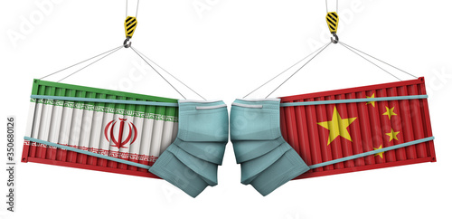 Photography Iran and china coronavirus business trade war concept