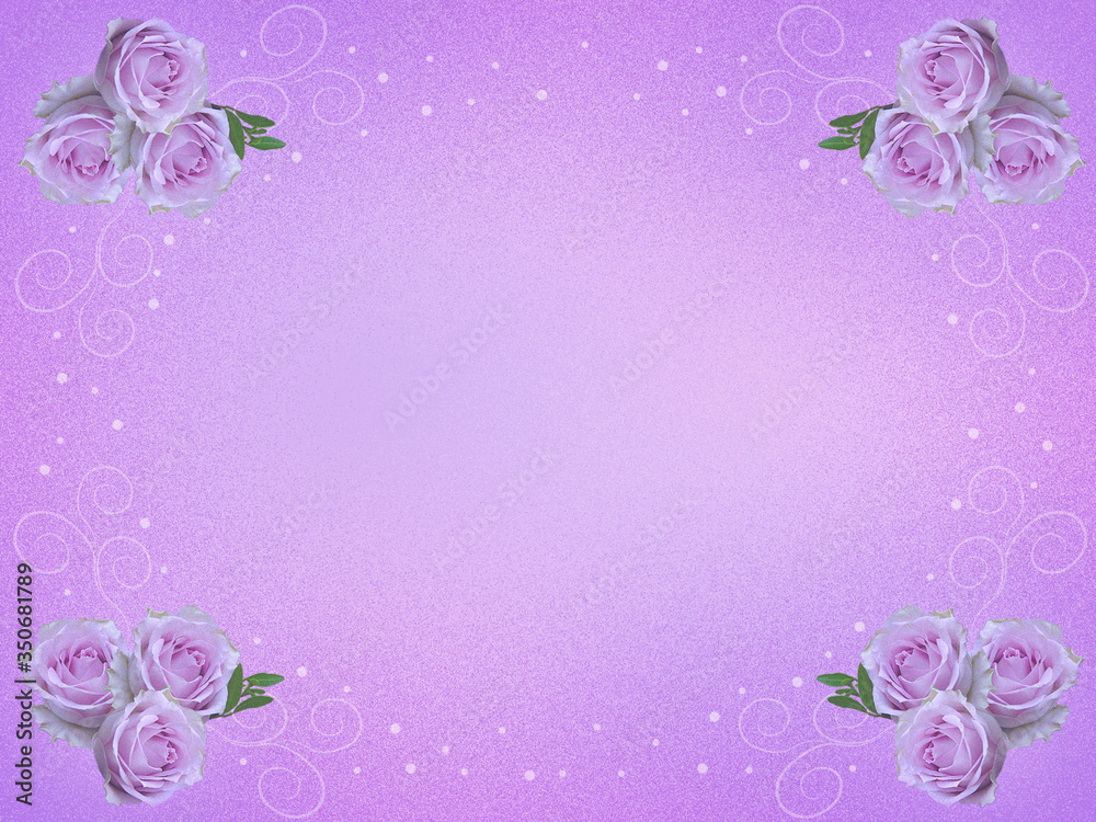 Frame of violet flowers on a purple background. Frame of violet flowers on a purple background.