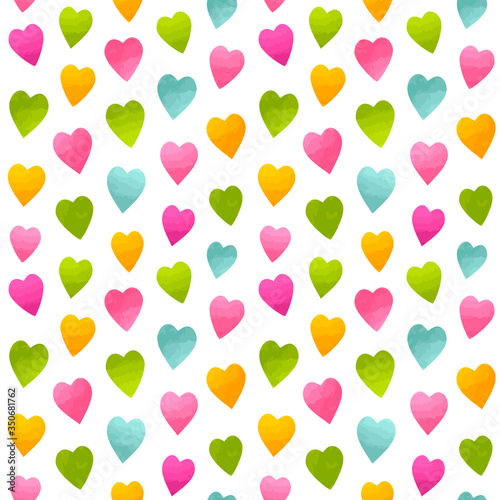 Seamless vector pattern with bright small hearts. 