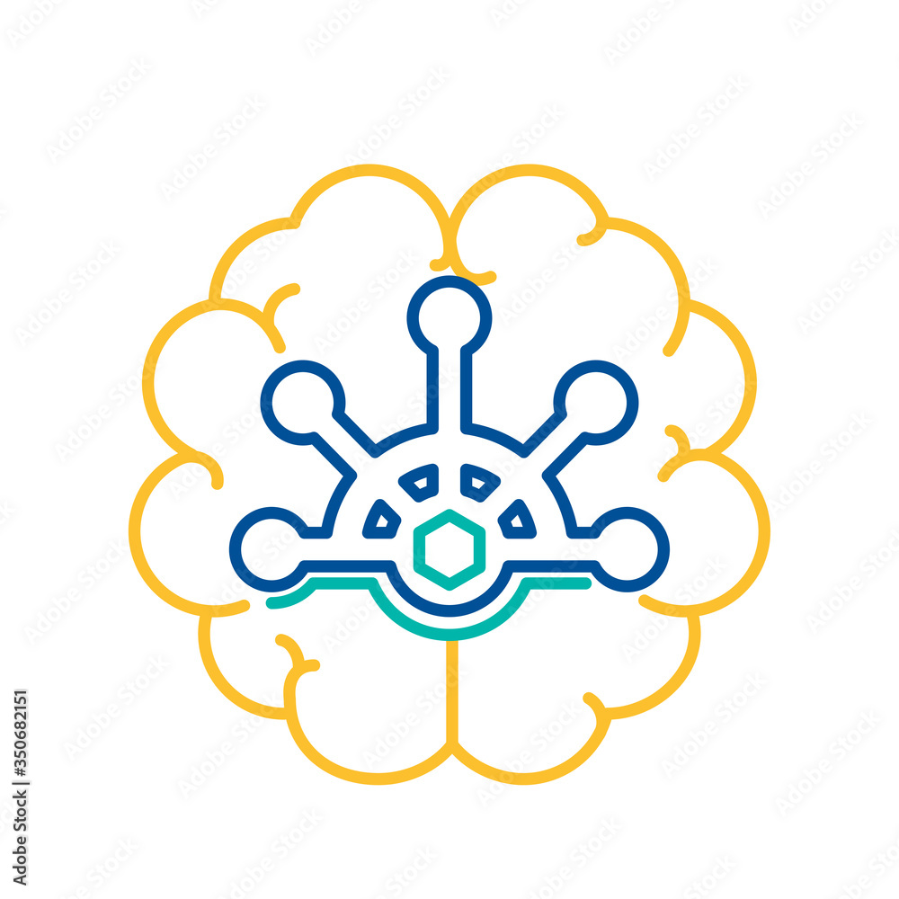 Behavior Control Icon Steering Wheel over Brain Behavior Control Icon Steering Wheel over Brain