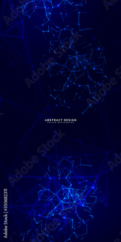 Abstract polygonal background with connecting dots and lines.Molecular structure with particles.  Vector technology background.Global network connection. 