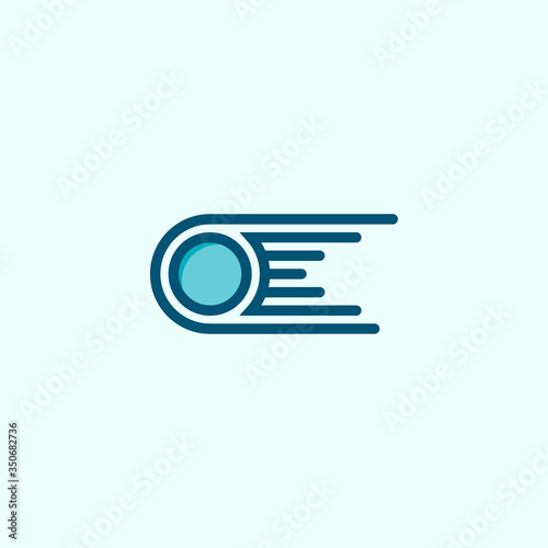 logo flat ui design letter O, concept initial o and meteor orbit.