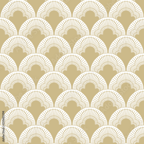 Art deco vector background with a fan or palm ornament, vintage ornament