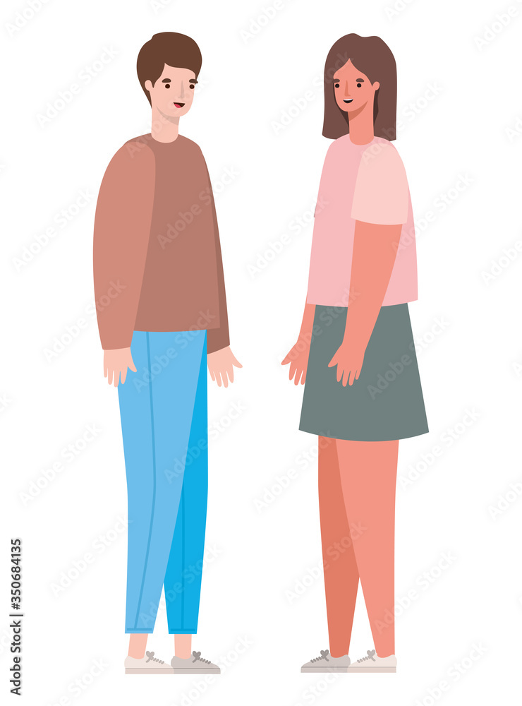 Woman and man avatar cartoon vector design Woman and man avatar cartoon vector design