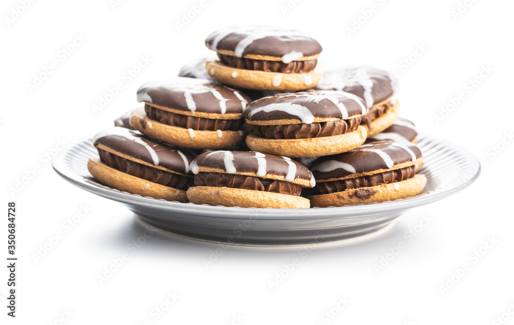 Sweet dessert with chocolate cream and chocolate icing Sweet dessert with chocolate cream and chocolate icing